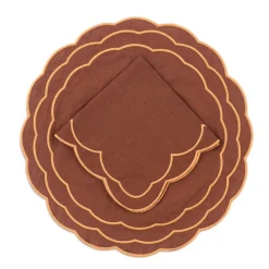 Loulou La Dune Place Settings & Linens|Sofia Linen Tabac Placemat with Marigold Embroidery