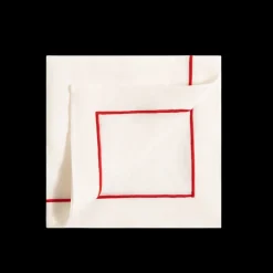 Z.d.G. Place Settings & Linens|Soft Linen Cord Embroidered Dinner Napkin in White with Feu