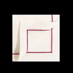 Z.d.G. Place Settings & Linens|Soft Linen Cord Embroidered Dinner Napkin in White with Bergonia