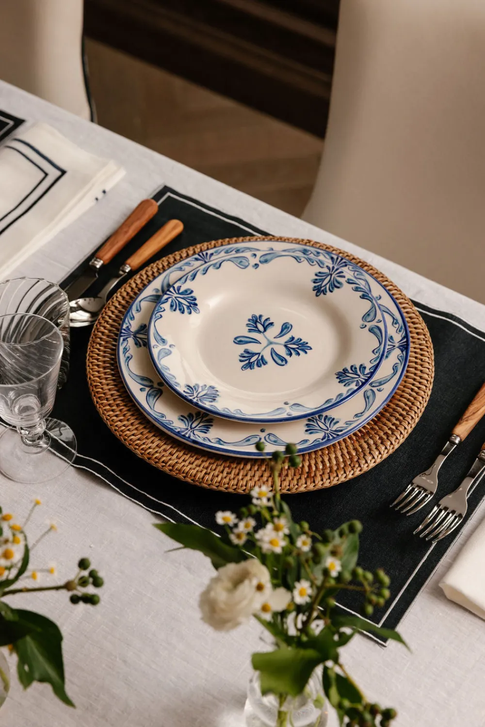 Rebecca Udall Place Settings & Linens|Sophie Classic Two Cord Napkin in Midnight Blue