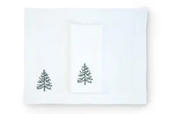 TriChi Design Place Settings & Linens|Sparkling Christmas Tree Napkin and Placemat, Set of 2
