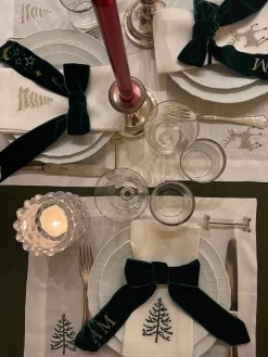 TriChi Design Place Settings & Linens|Sparkling Christmas Tree Napkin, Set of 4