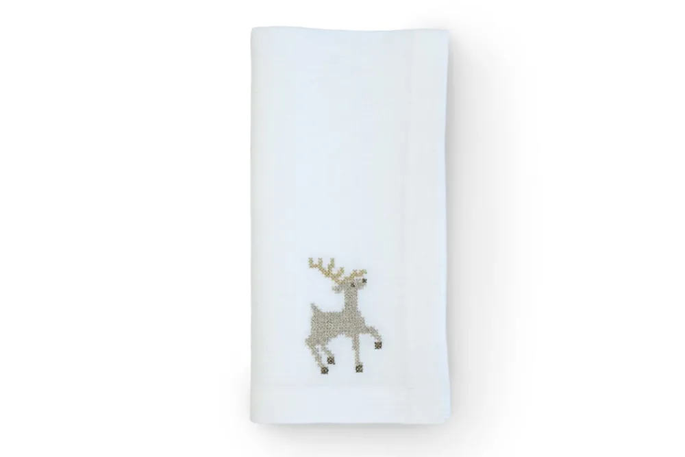TriChi Design Place Settings & Linens|Sparkling Reindeer Napkin and Placemat, Set of 2