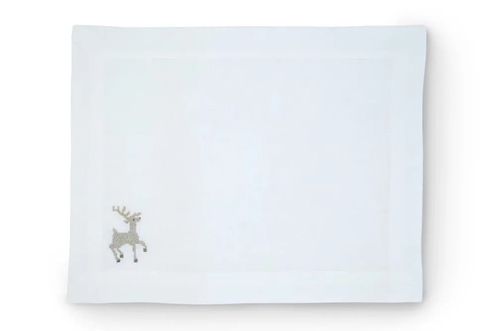 TriChi Design Place Settings & Linens|Sparkling Reindeer Napkin and Placemat, Set of 2