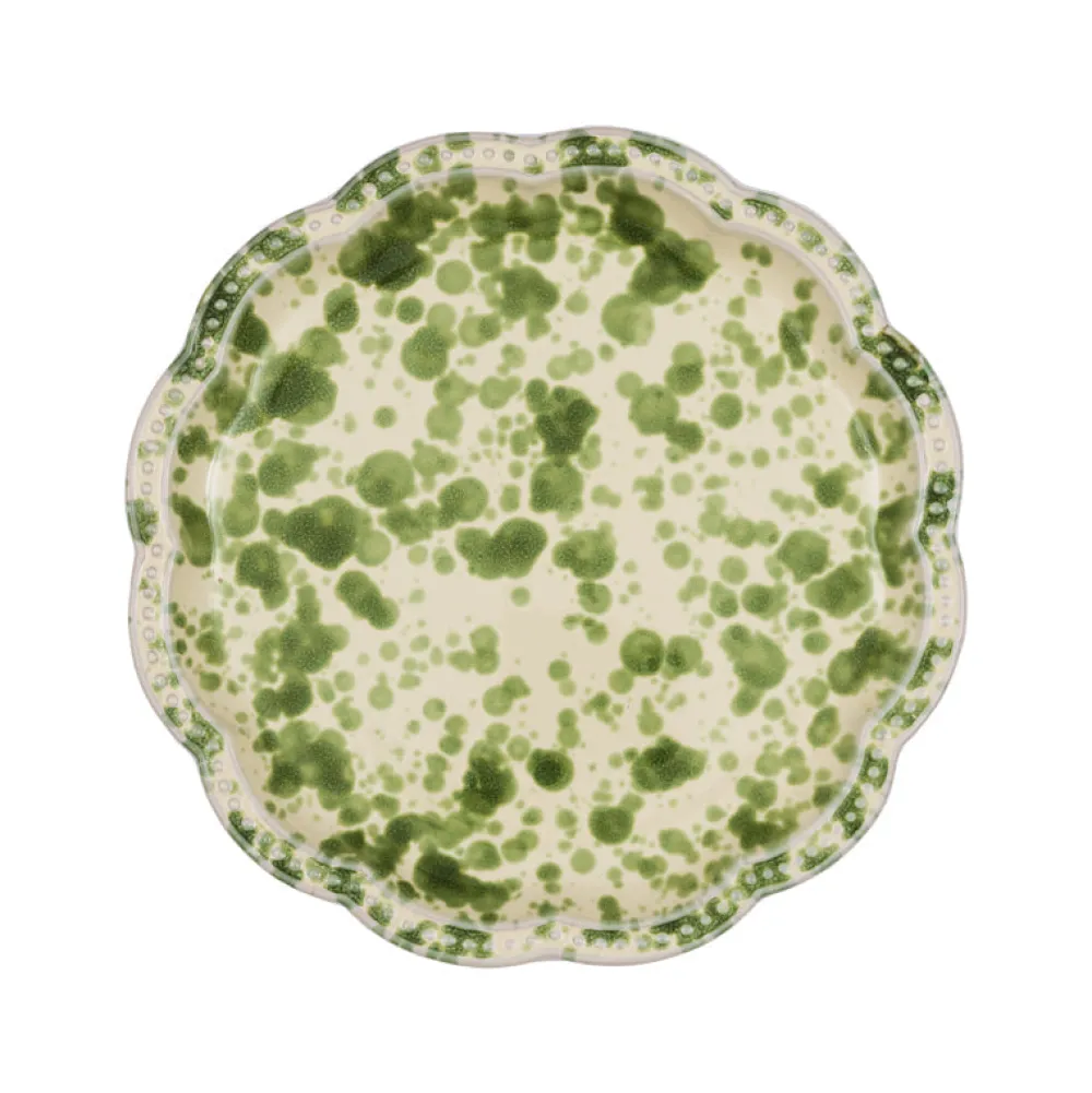 Cabana Dinnerware|Speckled Dessert Plate in Green and White