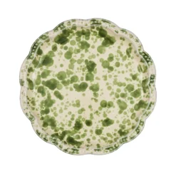 Cabana Dinnerware|Speckled Dinner Plate in Green and White