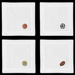 Henry Handwork Place Settings & Linens|Sport Cocktail Napkins, Mixed Set of 4