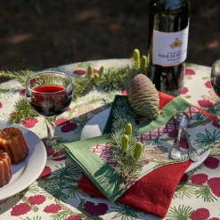 Couleur Nature Place Settings & Linens|Squirrel and Pinecone Tea Towels in Red & Brown, Set of 3