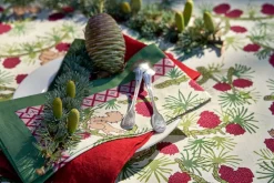 Couleur Nature Place Settings & Linens|Squirrel and Pinecone Tea Towels in Red & Brown, Set of 3