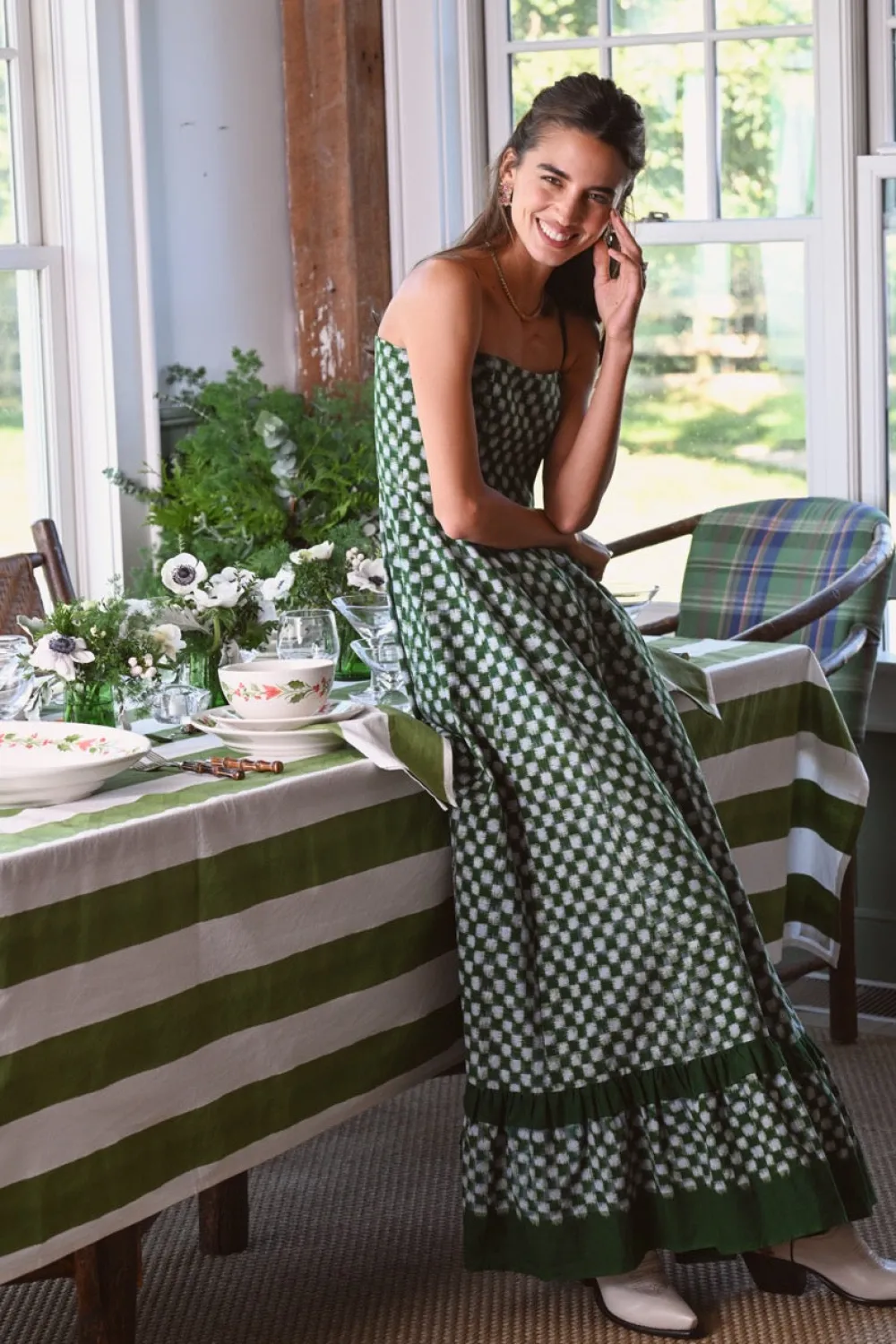 Couleur Nature Place Settings & Linens|St. Tropez Tablecloth in Vert