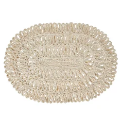 Juliska Place Settings & Linens|Straw Loop Oval Placemat in Whitewash