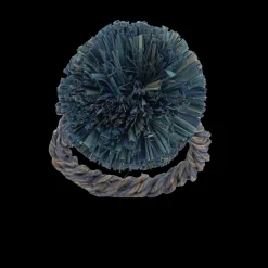 Joanna Buchanan Place Settings & Linens|Straw Pompom Napkin Rings in Indigo, Set of Four