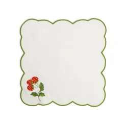 Loulou La Dune Place Settings & Linens|Strawberry Placemat and Napkin Set in Green