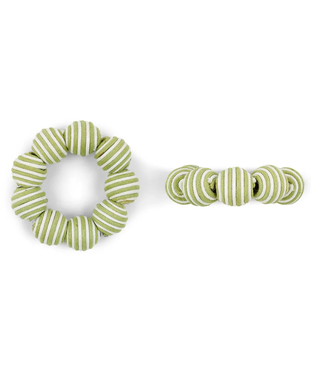 Rebecca Udall Place Settings & Linens|Striped Napkin Rings in Sage, Set of 4