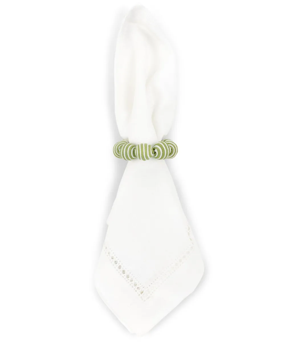 Rebecca Udall Place Settings & Linens|Striped Napkin Rings in Sage, Set of 4