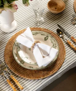 Rebecca Udall Place Settings & Linens|Striped Napkin Rings in Tobacco, Set of 4