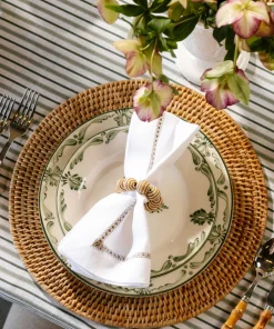 Rebecca Udall Place Settings & Linens|Striped Napkin Rings in Tobacco, Set of 4