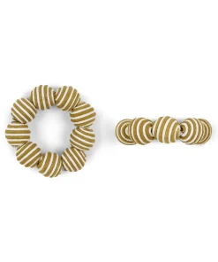 Rebecca Udall Place Settings & Linens|Striped Napkin Rings in Tobacco, Set of 4