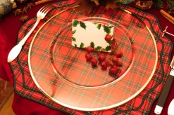 TriChi Design Place Settings & Linens|Stucco Red Tartan Napkin and Placemat, Set of 2