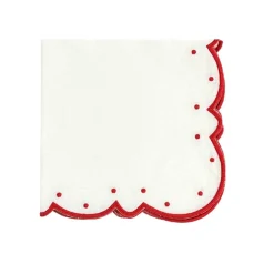 Flying Sheep Country Place Settings & Linens|Studio Collection - Ava Napkins in White and Red, Set of 4