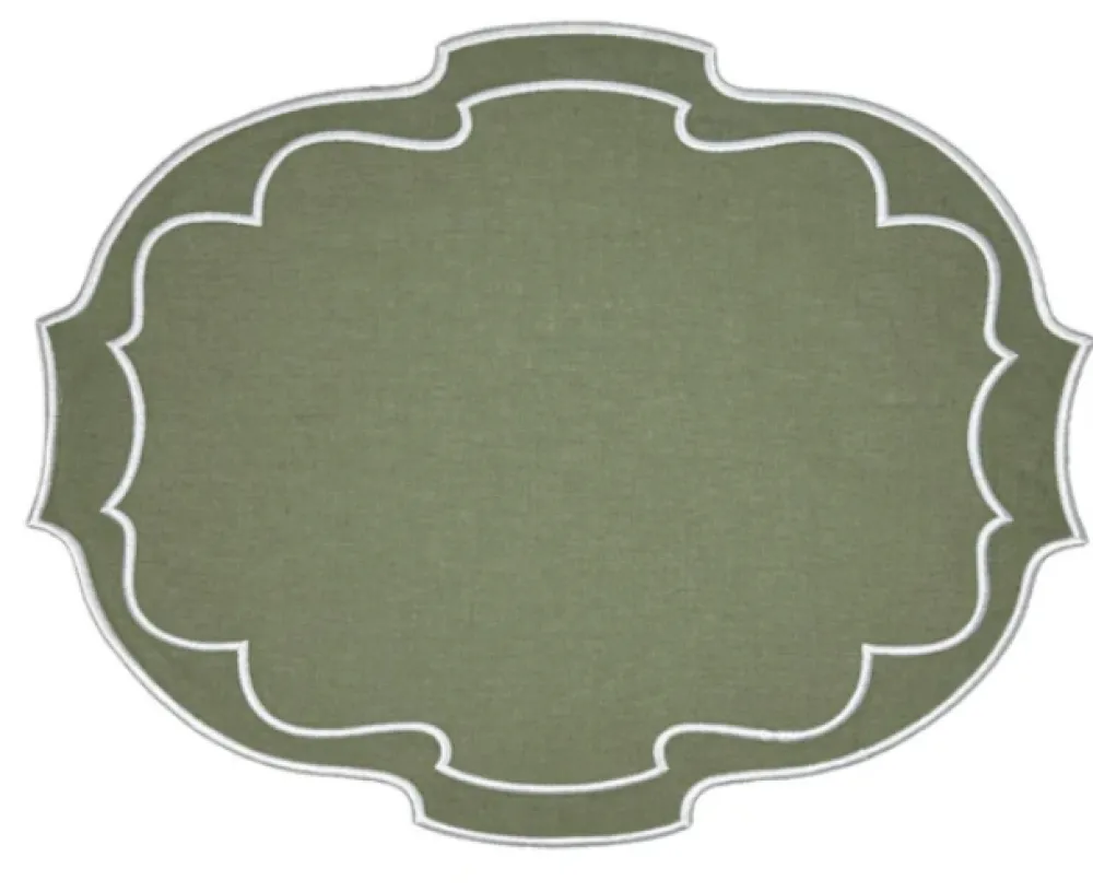 Flying Sheep Country Place Settings & Linens|Studio Collection - Belle Placemat in Dark Green, Set of 4