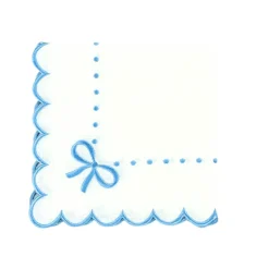 Flying Sheep Country Place Settings & Linens|Studio Collection - Juliet Bows Napkins in White and Blue, Set of 4