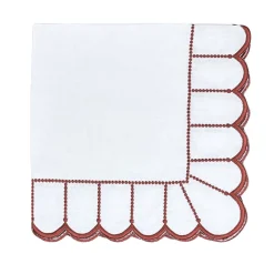 Flying Sheep Country Place Settings & Linens|Studio Collection in Linen: Pippa Napkin in White/Red, Set of 4