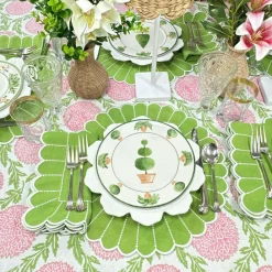 Flying Sheep Country Place Settings & Linens|Studio Collection: Pippa Placemat in Green & White, Set of 4