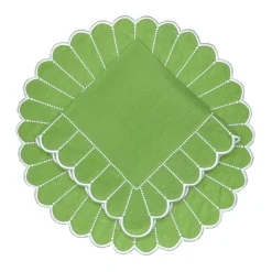 Flying Sheep Country Place Settings & Linens|Studio Collection: Pippa Placemat in Green & White, Set of 4