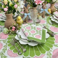 Flying Sheep Country Place Settings & Linens|Studio Collection: Pippa Placemat in Green & White, Set of 4