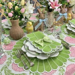 Flying Sheep Country Place Settings & Linens|Studio Collection: Pippa Placemat in Green & White, Set of 4