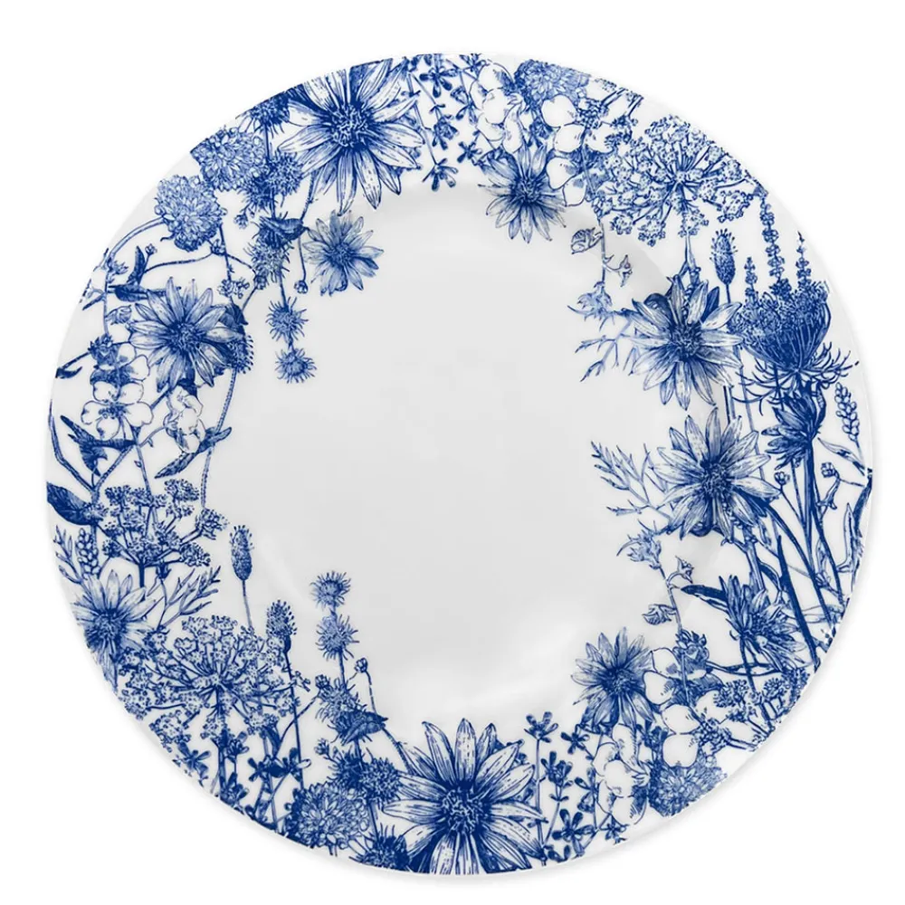 Caskata Dinnerware|Summer Blues Rimmed Dinner Plate Blue