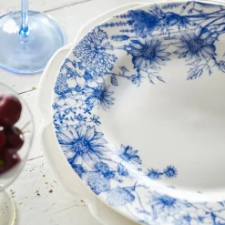 Caskata Dinnerware|Summer Blues Rimmed Dinner Plate Blue