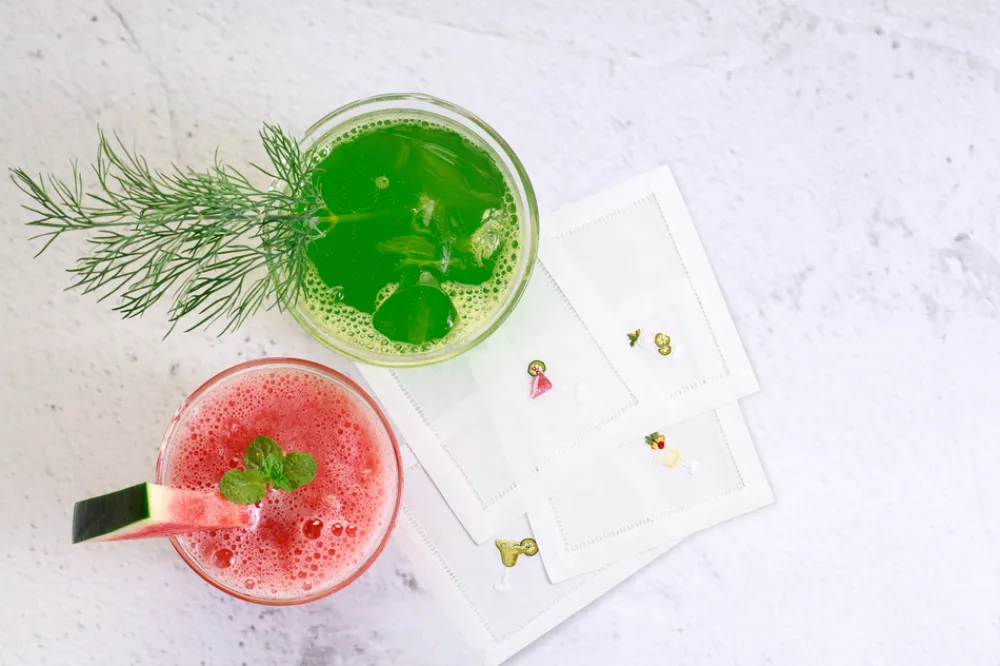 Henry Handwork Place Settings & Linens|Summer Drinks Mixed Cocktail Napkin Set