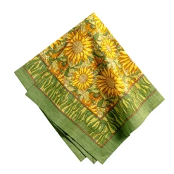 Couleur Nature Place Settings & Linens|Sunflower Napkins in Yellow & Green, Set of 6