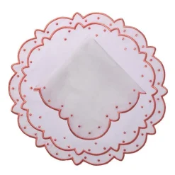 Loulou La Dune Place Settings & Linens|Suzette Linen Placemat and Napkin, Set of 12 in Pink