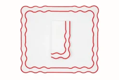 TriChi Design Place Settings & Linens|Tableau White Linen Napkin and Placemat, Set of 2