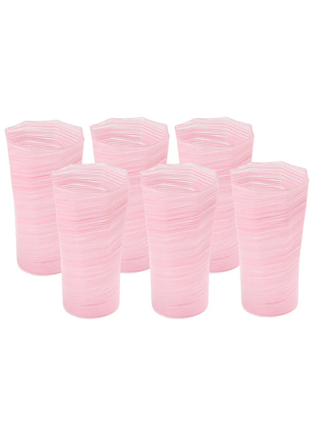 Craft Advisory Glassware|Tall Hand Blown Tumbler in Pink, Set of 6