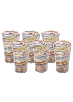 Craft Advisory Glassware|Tall Hand Blown Tumbler in Multi, Set of 6