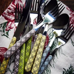 Petra Palumbo Flatware|Tartan Cutlery in Yellow, Set of 4