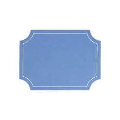 VIETRI Place Settings & Linens|Tessuti Cornflower Rectangular Placemats with White Stitching, Set of 4