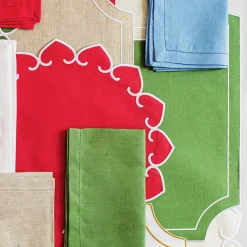 VIETRI Place Settings & Linens|Tessuti Cornflower Rectangular Placemats with White Stitching, Set of 4