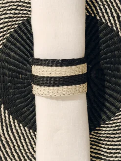 Hunting Season Place Settings & Linens|The Iraca Napkin Ring in Natural Black, Set of 4
