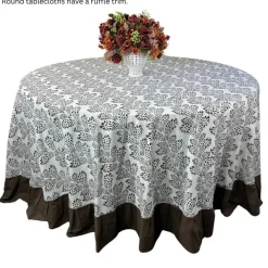 Flying Sheep Country Place Settings & Linens|The Kelli Tablecloth in Dark Cocoa