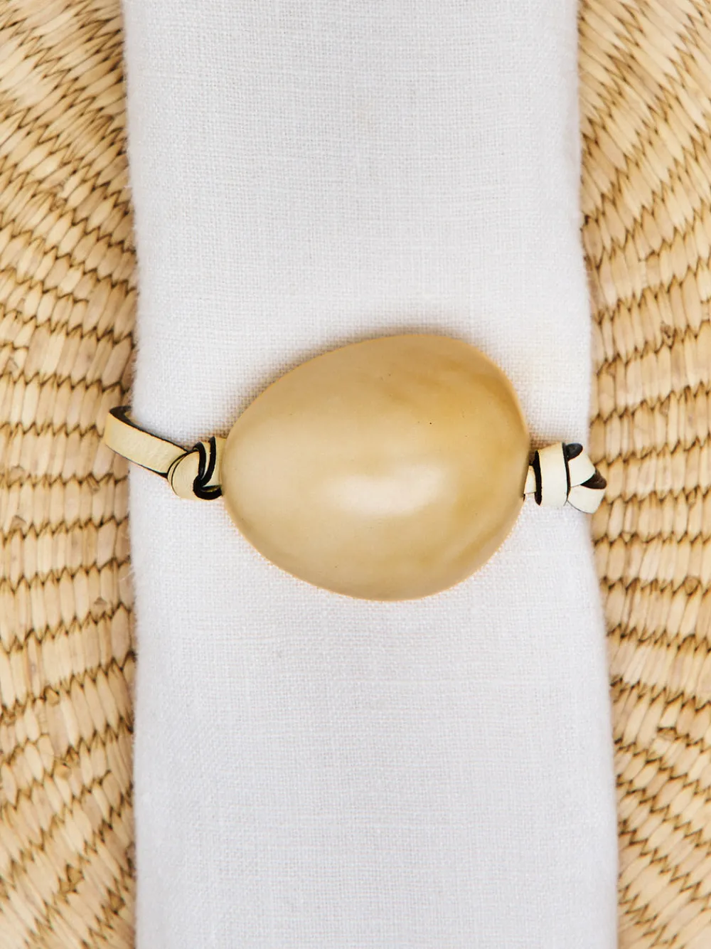 Hunting Season Place Settings & Linens|The Tagua Napkin Ring in Oyster, Set of 4