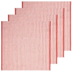 Caravan Place Settings & Linens|Ticking Stripe Napkin in Tomato, Set of 4