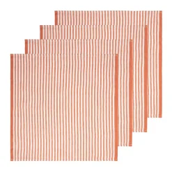 Caravan Place Settings & Linens|Ticking Stripe Napkin in Clementine, Set of 4