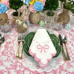 Flying Sheep Country Place Settings & Linens|Toile de Jouy Birds Pink Tablecloth