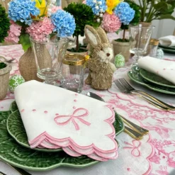 Flying Sheep Country Place Settings & Linens|Toile de Jouy Birds Pink Tablecloth