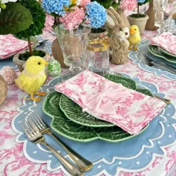 Flying Sheep Country Place Settings & Linens|Toile de Jouy Birds Pink Tablecloth